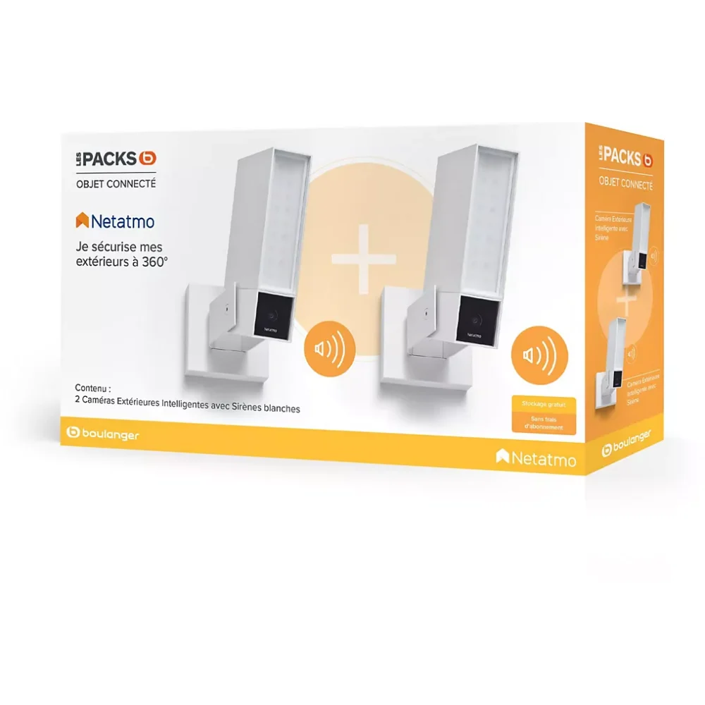 Caméra de surveillance NETATMO Wifi Pack 2 blanches avec sirène