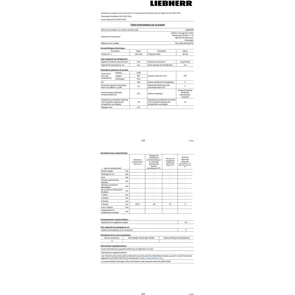 Congélateur armoire LIEBHERR FNe4605-22 – Image 6