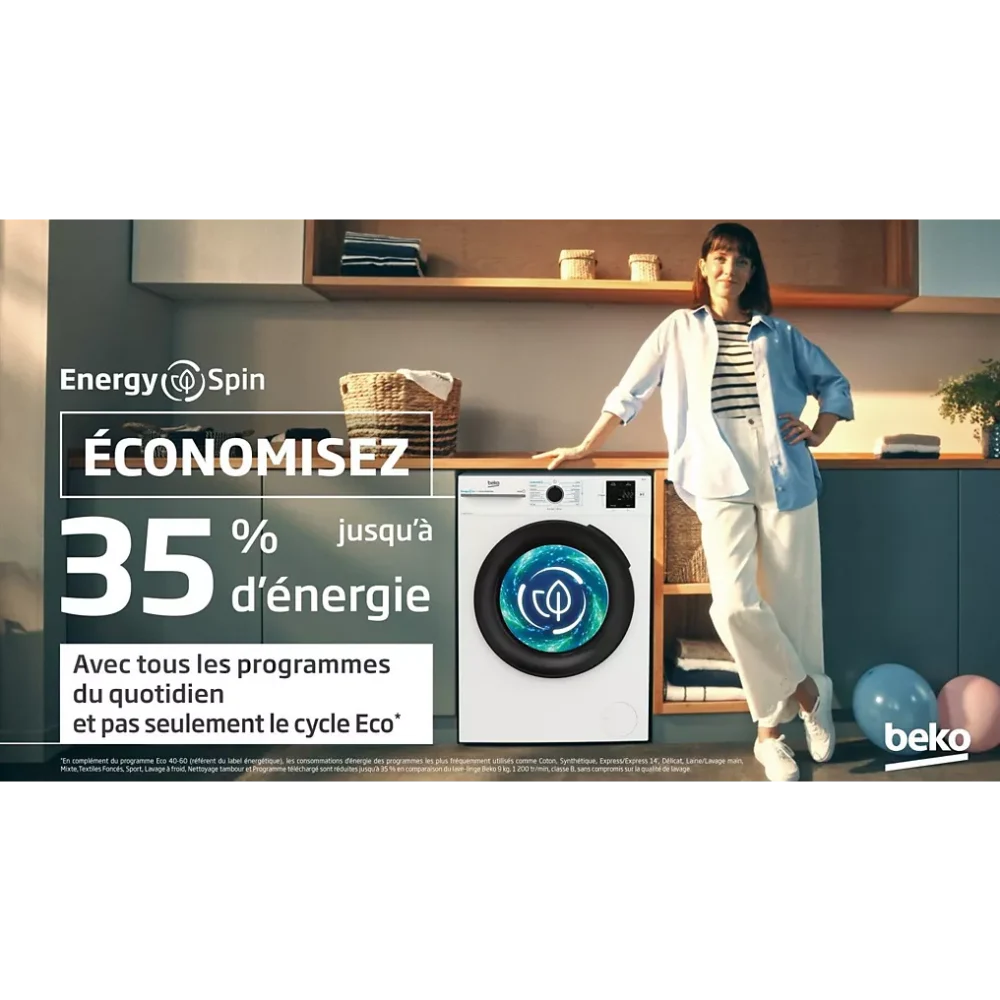 Lave linge hublot BEKO BM3WFU390411 Energy Spin – Image 9