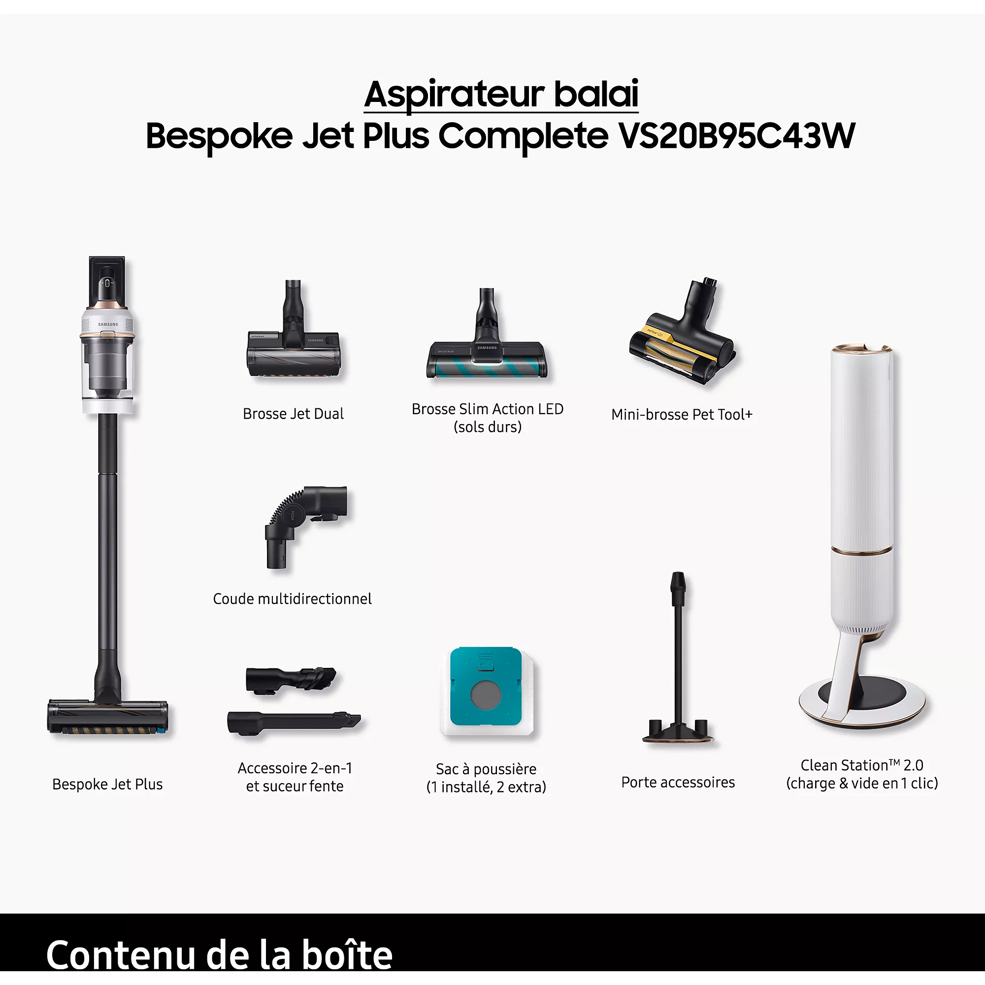 Aspirateur balai SAMSUNG Bespoke Jet Plus complete VS20B95C43W – Image 17