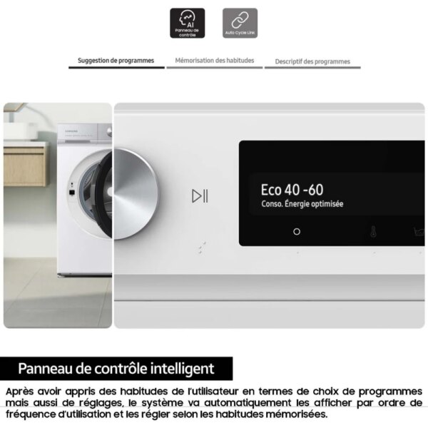 Lave linge hublot SAMSUNG WW90DG6U85LK Bespoke AI – Image 12